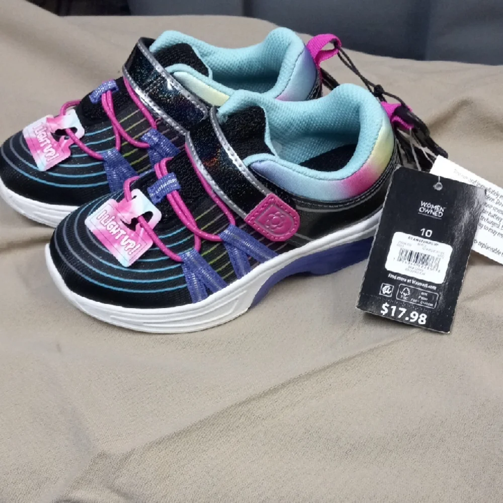 Athletic Works Kids Sneakers - Black, Pink, and Blue - Picture 2 of 3
